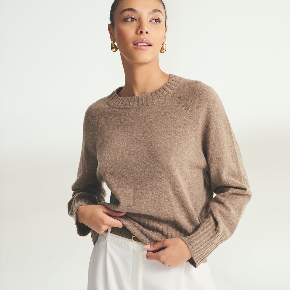 Naadam Signature Cashmere Raglan Crewneck Sweater, Size Small - Picture 2 of 11